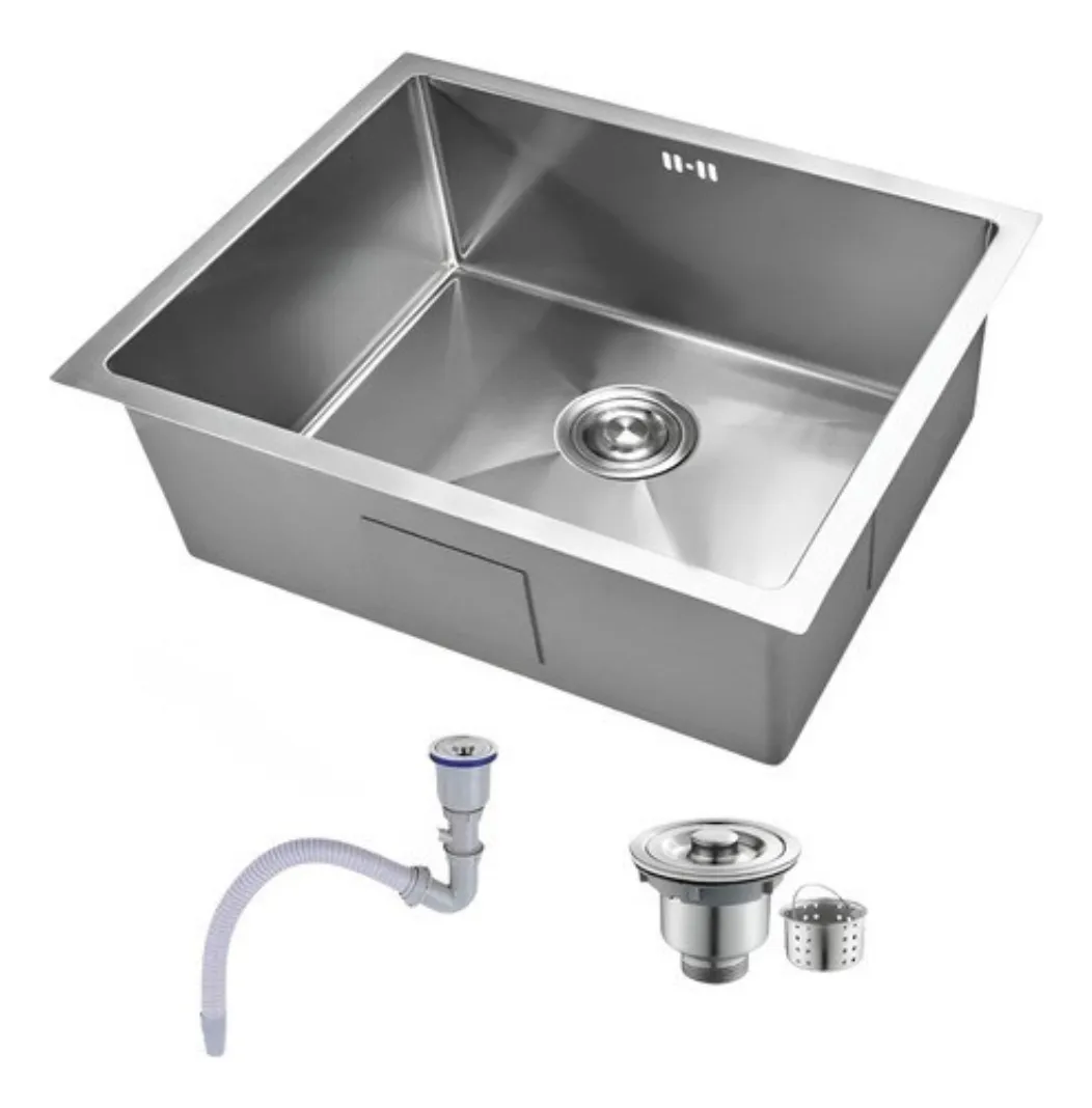 Cuba Inox Escovado Quadrada 50x40 Gourmet Com Acessórios
