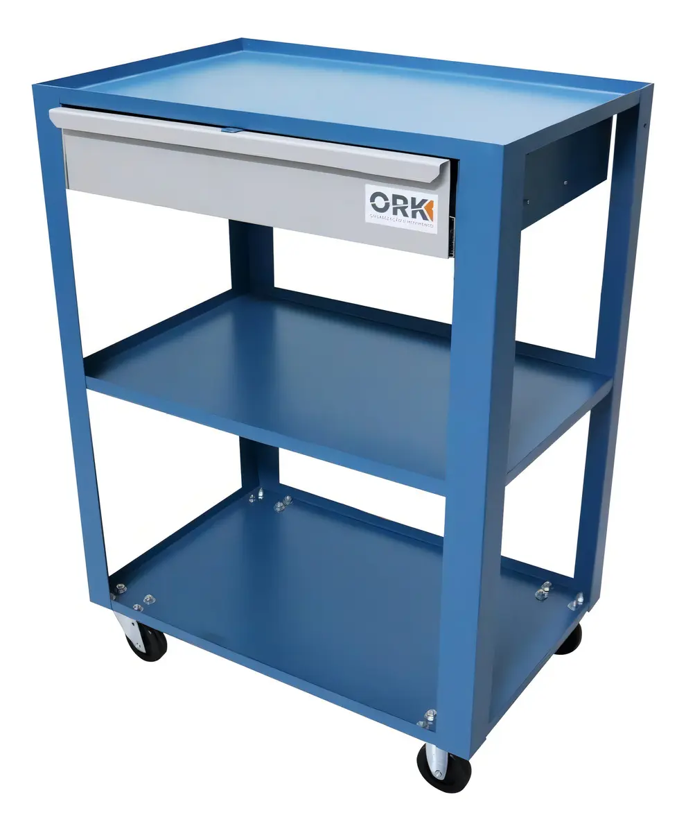 Carrinho Aberto ORK com 1 Gaveta Metal Rodízios 80Kg 60x40x85cm